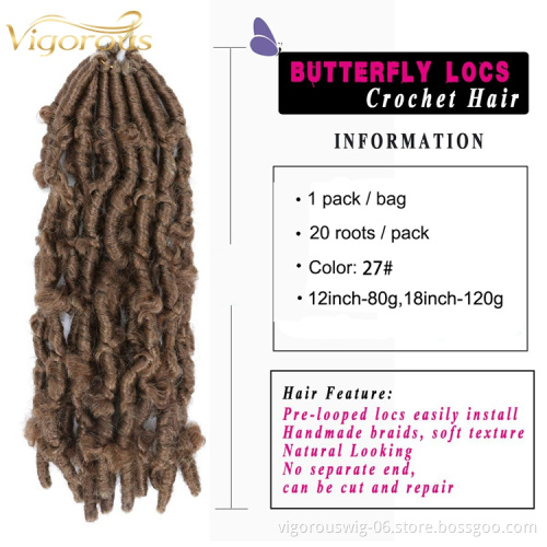Vigorous attachments butterfly crochet faux locs jumbo braids for african hair wholesale pre stretched synthetic braiding hair